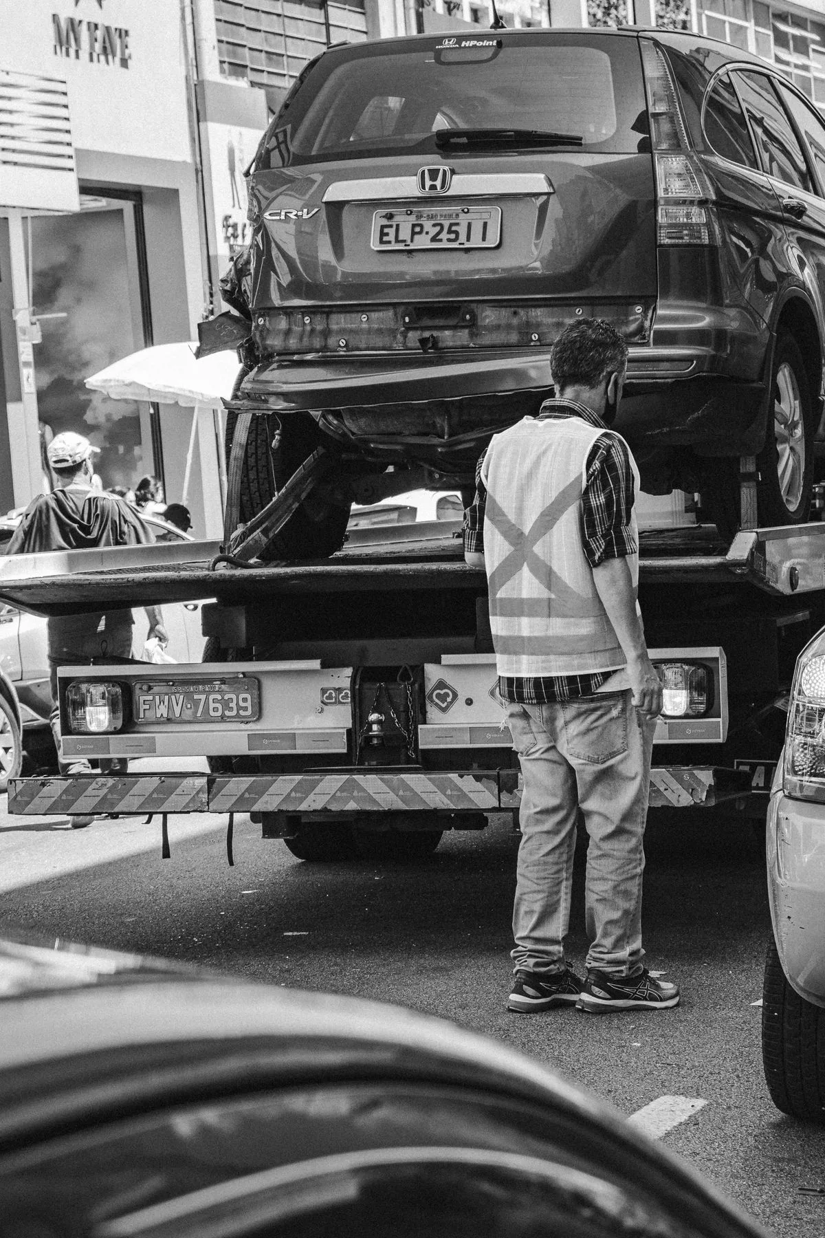 Vehicle being checked during a roadside assistance visit